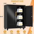 thumbnail image 3 of Rolling Metal Tool Storage Cabinet with Doors and Adjustable Shelves, Small Locking Garage Storage Cabinet, Black Steel Tool Cabinets with Wheels for Garage, Basement, Office, Utility Room, 3 of 7