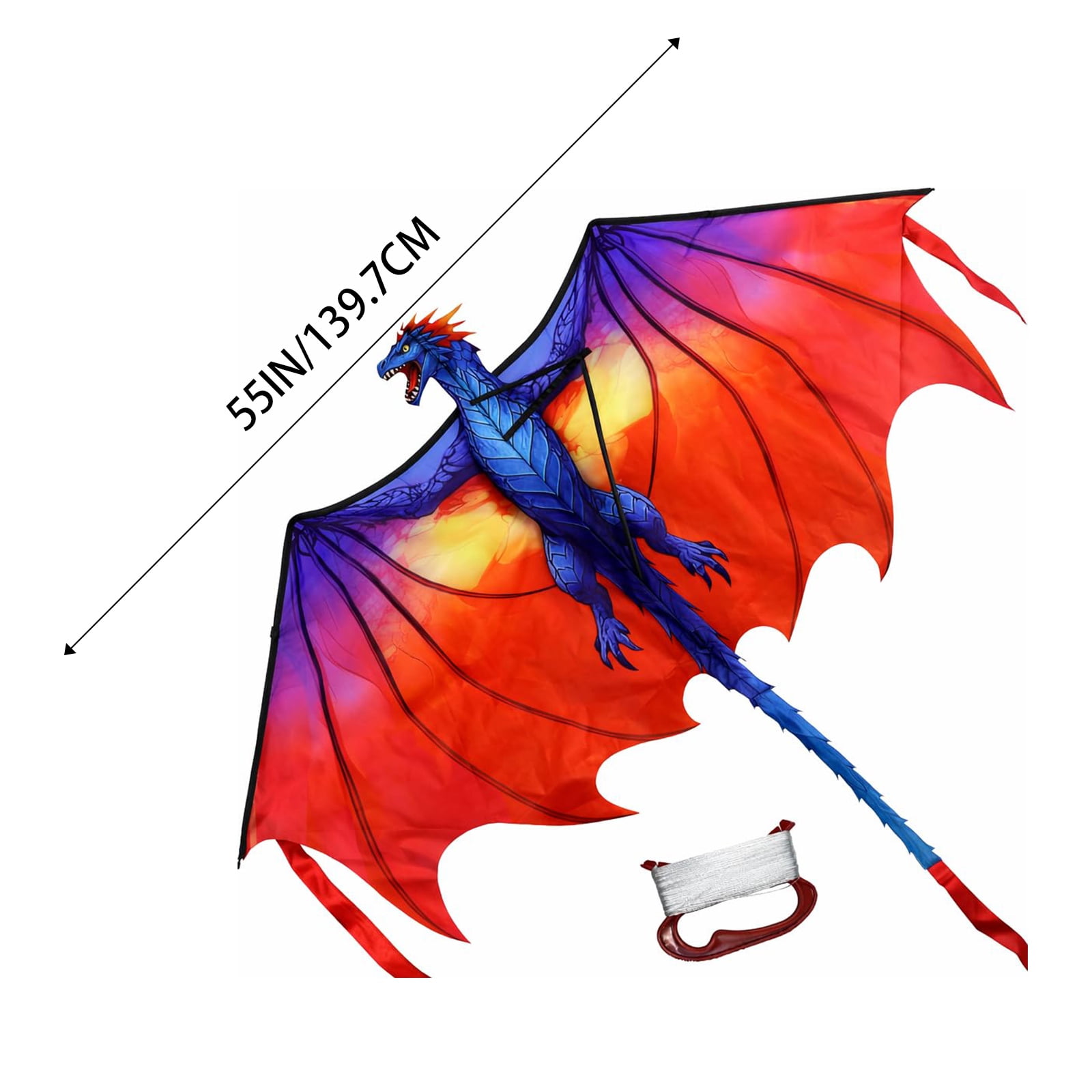 EclipseJewels Dinosaur Kite for Kids and Adults - Easy to Fly with String, Colorful Large Beach Kite for Outdoor Games Family Fun,B