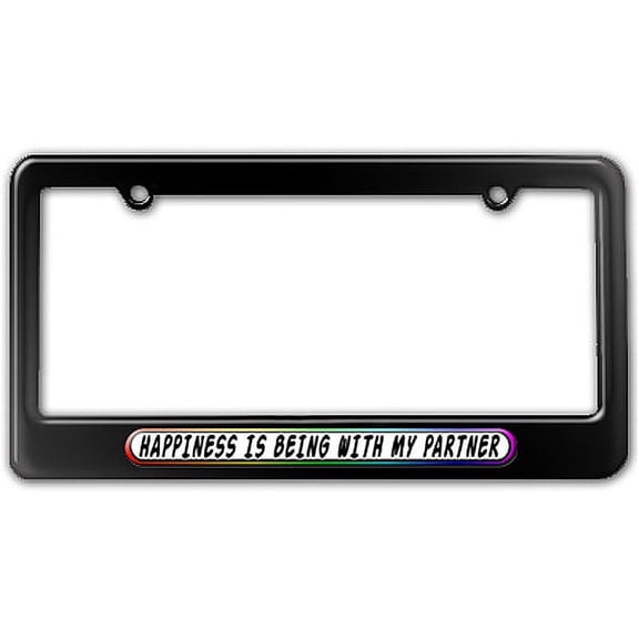Happiness Is Being With My Partner - Gay Lesbian License Plate Frame