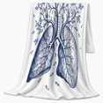 thumbnail image 2 of Botanical Lungs with Branches Leaves and Falling Petals, Serene Anatomy Line Art for Science Lovers, Graduation Gift, Cozy Flannel Blanket for Study Room and Dorm, Artistic Home Decor, 2 of 9