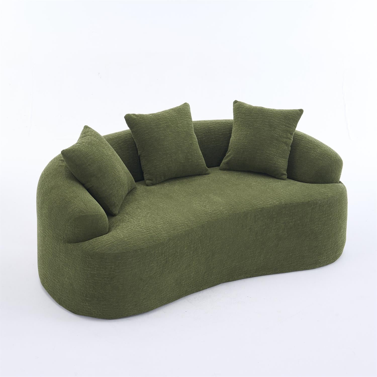 Demi Bonn 65" Compact Curved Loveseat Sofa with Chenille Fabric, Full Compression Sponge for Small Spaces, Supports up to 300 lbs, No Assembly Needed, Green