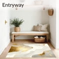 thumbnail image 3 of ODIKA 9'x12' Machine Washable Non-Slip Area Rug, Elegant Abstract Swirl Easy Clean Non Shedding Ivory Gold High Traffic Rug, White, 71026, 3 of 7