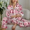 thumbnail image 5 of KLL Garden Gnomes Print Women's Long Sleeve Pajamas with Pants Sleepwear Loungewear 2 Set-Large, 5 of 7