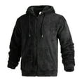 thumbnail image 6 of Wutalume Winter Thickened Warm Double-Sided Fleece Jacket with Full-Length Zipper, Loose Fit Cardigan Style, Casual Hooded Coat for Men,Black M, 6 of 7