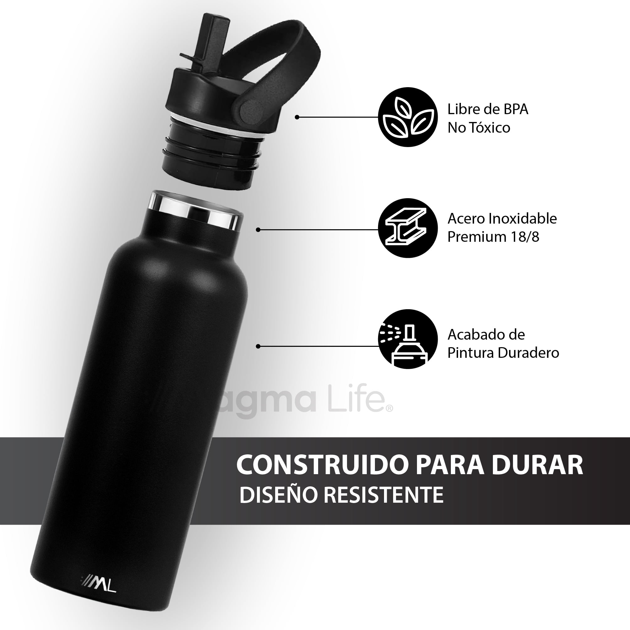 Termo De Acero Inoxidable 20 OZ Eo Safe Imports Esi-5845 Color Blanco