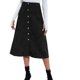 thumbnail image 2 of Falda de mujer Falda midi Cintura alta Falda de línea A con botón Falda básica retro vintage ANGGREK Otros, 2 of 8
