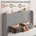 thumbnail image 4 of Amolife Queen Size Platform Bed Frame with Velvet Upholstered Wingback Headboard, Light Gray, 4 of 12