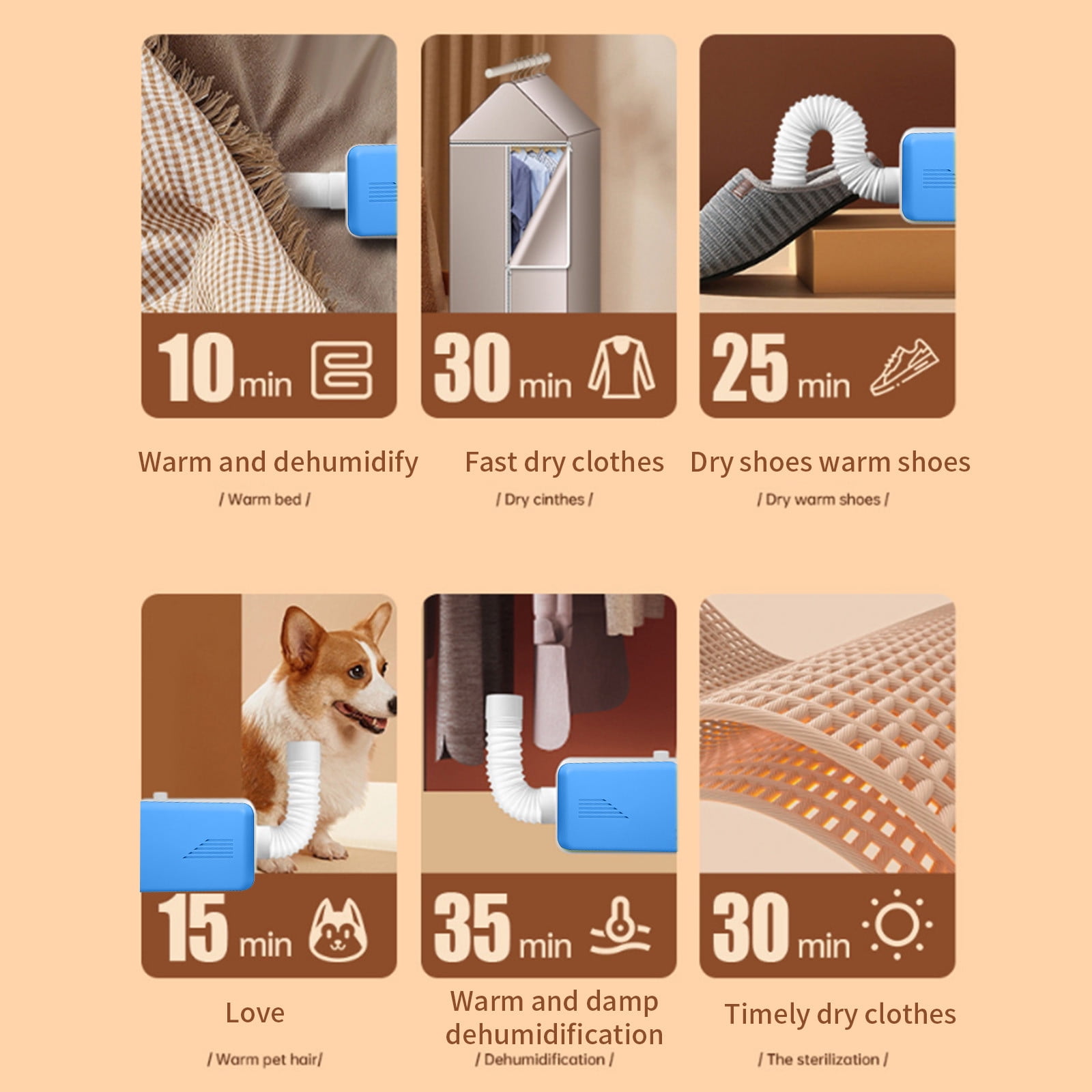 Lksixu Portable Clothes Dryer, 600W Household Small Electric Dryer Machine, Compact Travel Clothes Shoes Dryer Laundry Heater Multifunctional Pet Hair Dryer for Apartments Home Hotel RV Dorm