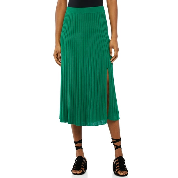 scoop women's pleated matte satin midi skirt