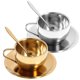 thumbnail image 1 of 2 Sets of Stainless Steel Coffee Cups European Style Tea Mugs with with Saucer and Spoon, 1 of 3
