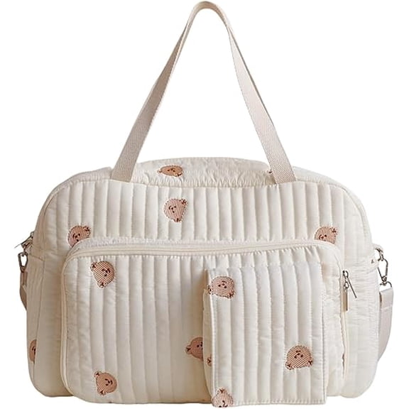 Large Capacity Diaper Bag for Women, Multi-Pocket Travel Tote with Adjustable Shoulder Strap, Portable Hospital & Weekend Bag for Mom and Baby (K)