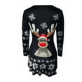 thumbnail image 6 of Women Christmas Outfit Elegant Women's Long Sleeve Round Neck Snowflake Print Party Dress for Festive Holiday Casual Wear Black M, 6 of 6