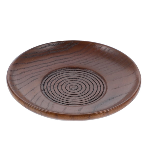 KALLORY Wood Appetizer Plate Brown Simple Design For Dining 1Pcs 3.9In