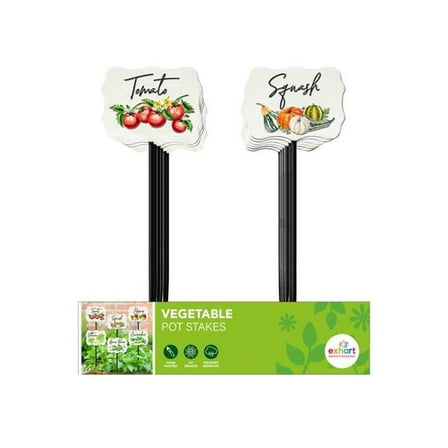 Exhort 8108150 8 in. Metal Vegetable Pot Stake, Assorted - Pack of 12