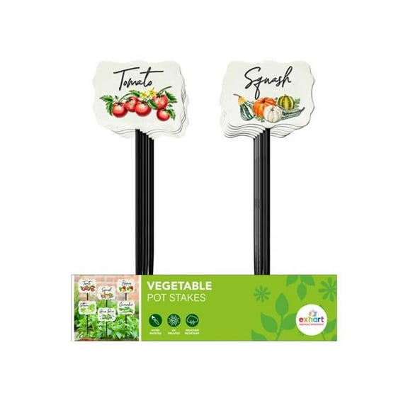 Exhort 8108150 8 in. Metal Vegetable Pot Stake, Assorted - Pack of 12