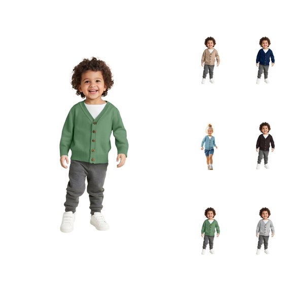 Boys Fashion Boys Cardigan Button Front Open Knit Sweater for Kids Comfort Coat