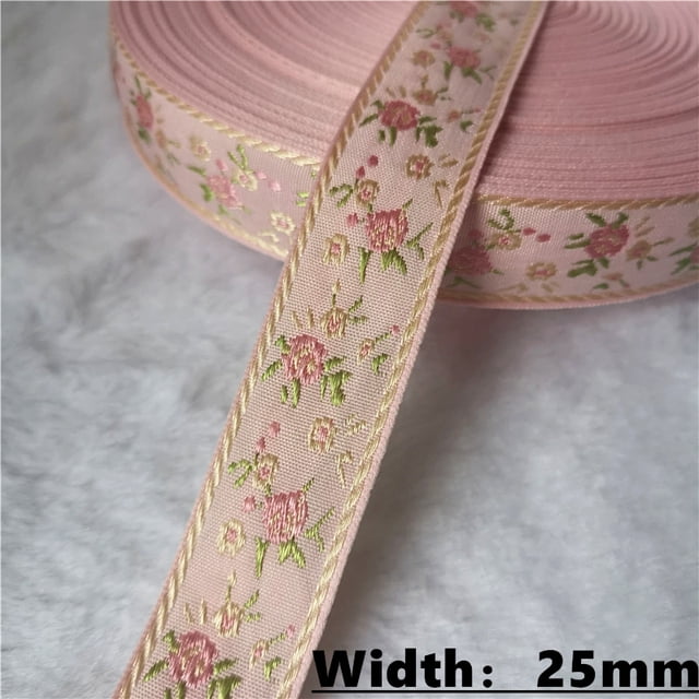 Cinta Jacquard de flores brillantes con purpurina, 5 yardas, 10-25MM, adornos para el cabello DIY, falda, accesorios para Collar de mascota