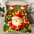 thumbnail image 2 of jejeloiu Cute Santa Claus Full Size Sheets,Merry Christmas Bed Sheets,Xmas Balls Tree Sheet Sets For Girls Boys,Lightweight Room Decor,4pcs, 2 of 7