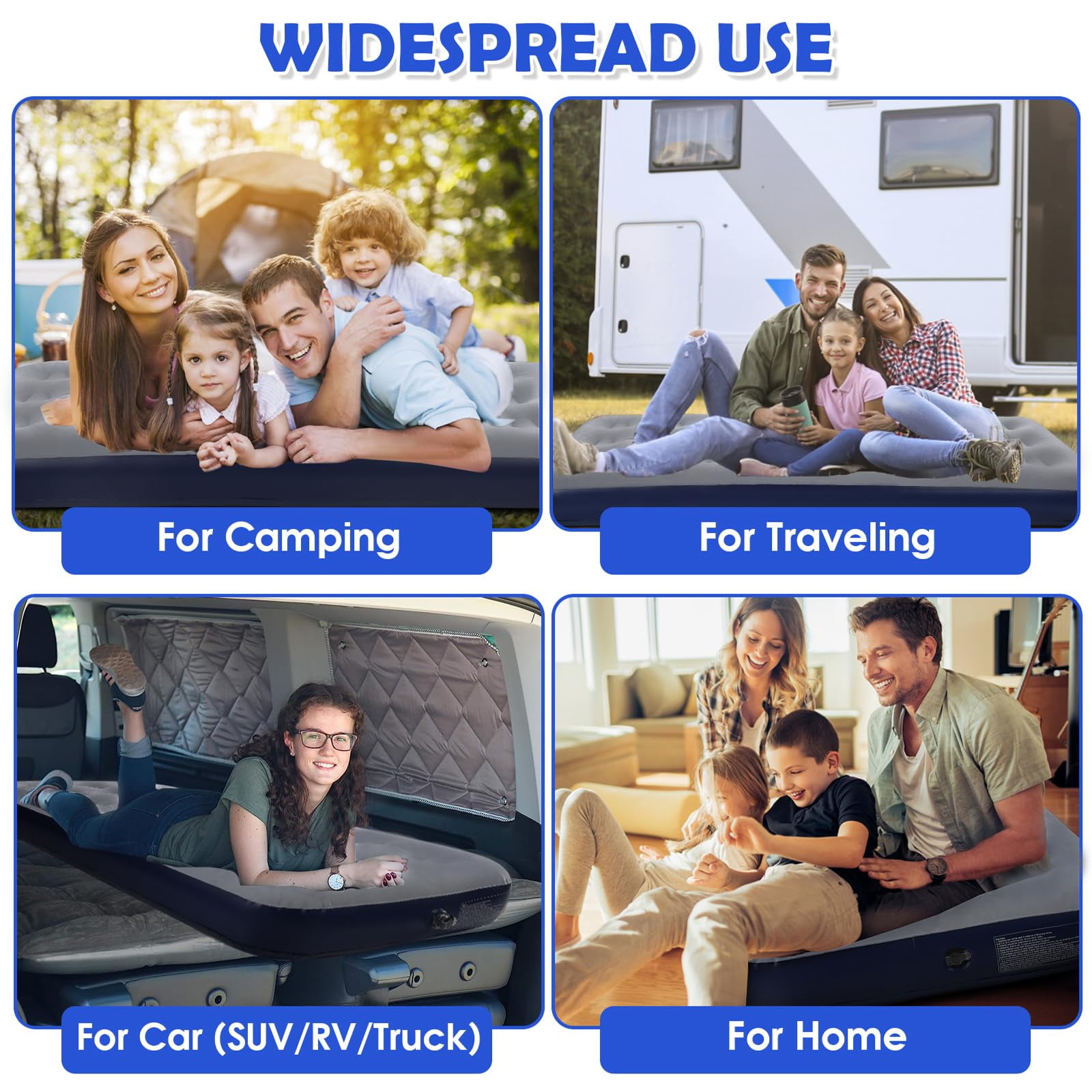 QDH Camping Air Mattress Inflatable Air Bed Flocked Surface Travel Bed Sleeping Pad Air Bed for Outdoor Camping Tent Guest Travelling