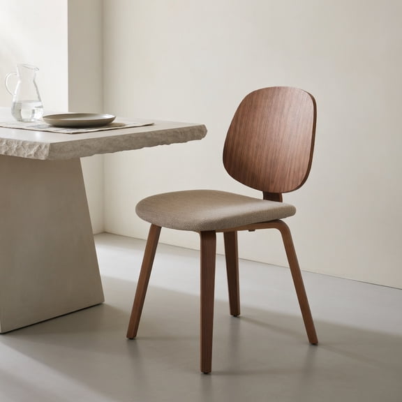 GVN Wooden Dining Chair Set of 2 with Bentwood Frame, Padded Seat Cushion for Dining Room, Kitchen, Restaurant Seating Furniture, Walnut