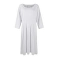 thumbnail image 4 of LISTHA Women's A-Line Swing Midi Dress 3/4 Sleeve Casual Formal White XL, 4 of 5