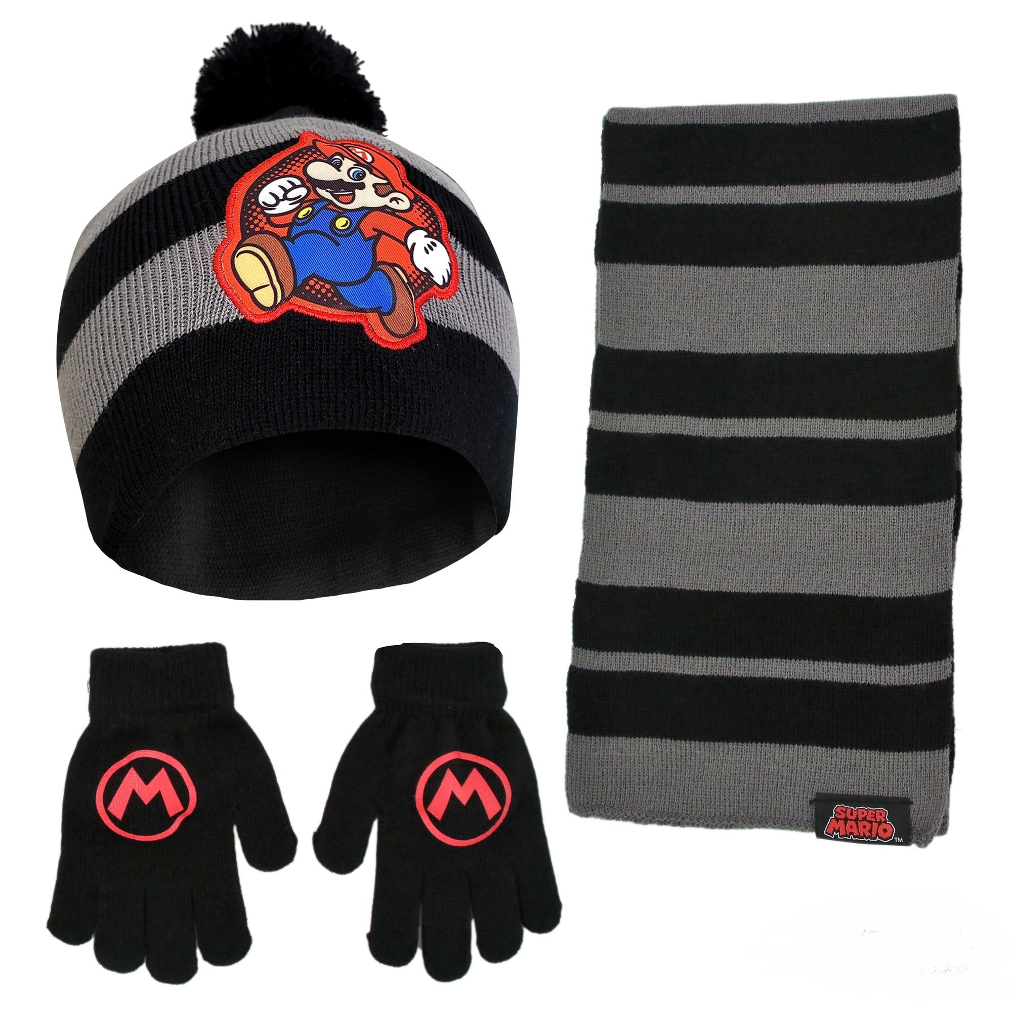 NIce Caps Kids Reversible Knitted Hat/Scarf/Magic Stretch Glove Accessory Set 
