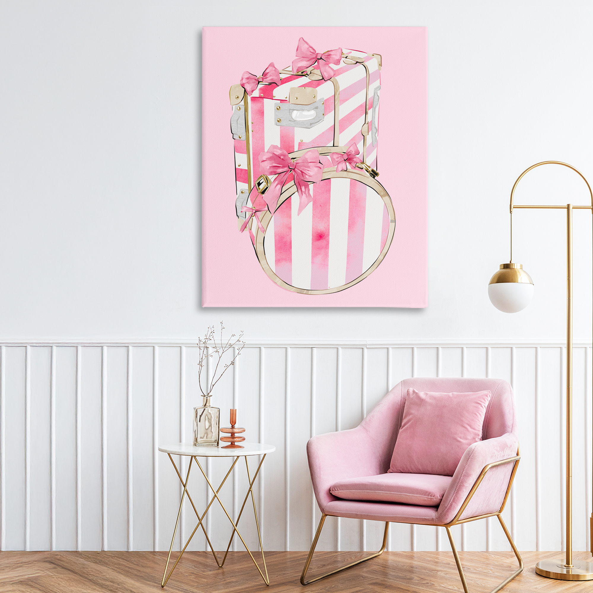 Pastel Stripe Luggage Canvas Wall Art, design by Ziwei Li