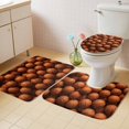 thumbnail image 4 of Basketball Sport Bathroom Rugs Set Brown Ball Gaming Sport Geometric Abstract Art Non Slip Absorbent Soft Bath Mats 3 Piece Set with Bathroom Rug, U-Shaped Floor Mat, Toilet Seat Cover Large Size, 4 of 9
