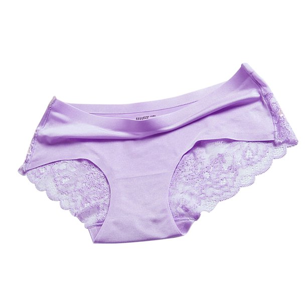 Minnieouse Bragas con borde de encaje para mujer, cintura elástica transpirable, banda para chica, calzoncillos que absorben la humedad, ropa interior Ropa interior violeta SG Minnieouse AP000437-23