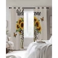 thumbnail image 4 of Yellow Sunflower Blackout Curtains for Bedroom Living Room Darkening Curtains 54 Inch Long Butterfly Beige Vintage Country Short Curtain for Small Window Treatment Insulated Grommet Drapes 42"x54"x2, 4 of 9