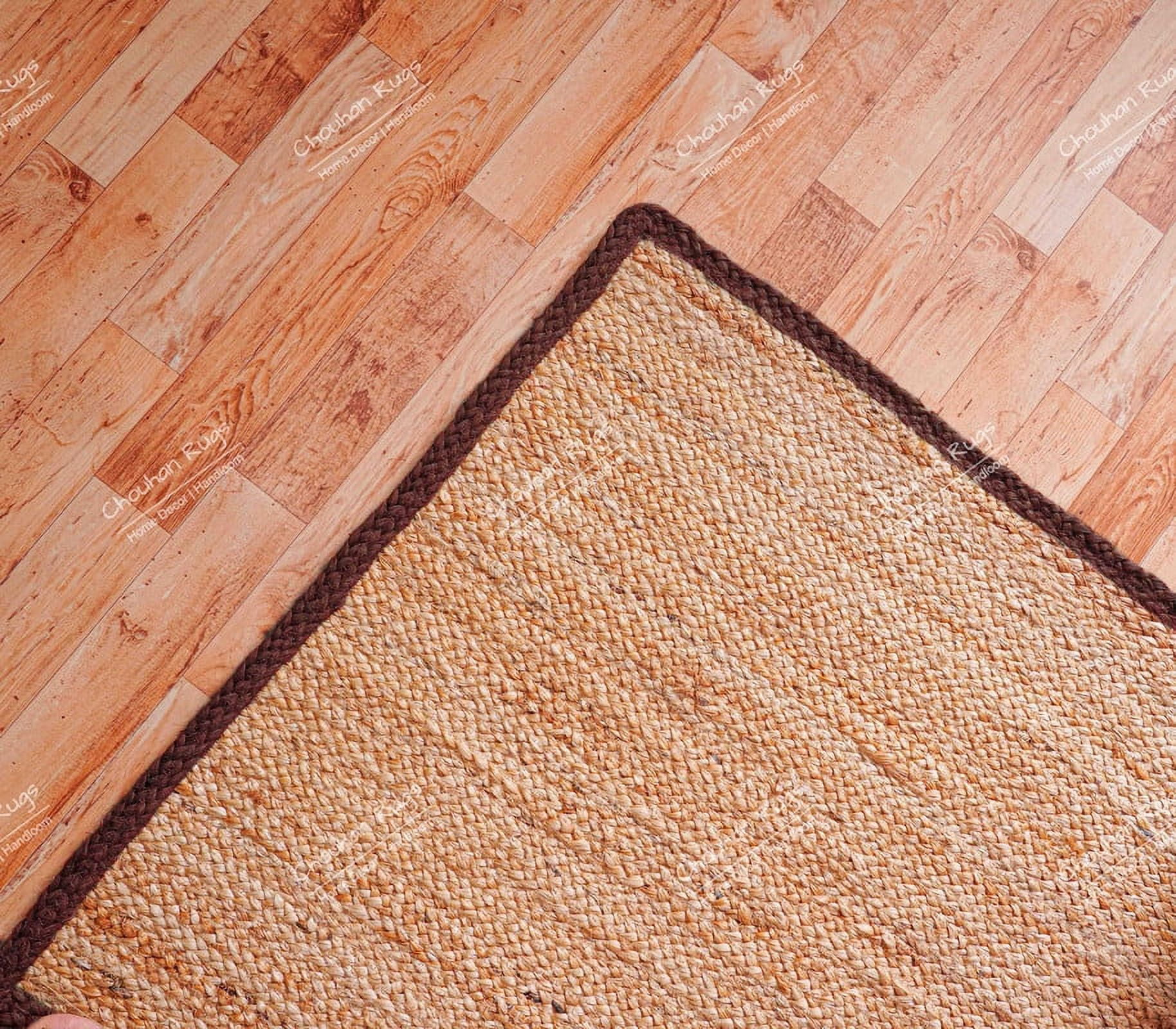 Chouhan Rugs Natural Jute Brown Lined Rug Bohemian Rug Decor Rug Handwoven Rug Custom Rug Decorative Rug