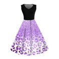 thumbnail image 1 of TSADFHJI Jupe Noire Mini Serrée Style Rétro Sans Manches Fermeture Éclair Côté Robe Maxi Vintage Jupe Évasée Décontractée TG Violet, 1 of 2