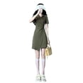 thumbnail image 3 of Vestido ajustado de manga corta, vestido corto con media cremallera Vestido de manga corta Vestido de manga corta para mujer Claridad notable, 3 of 9
