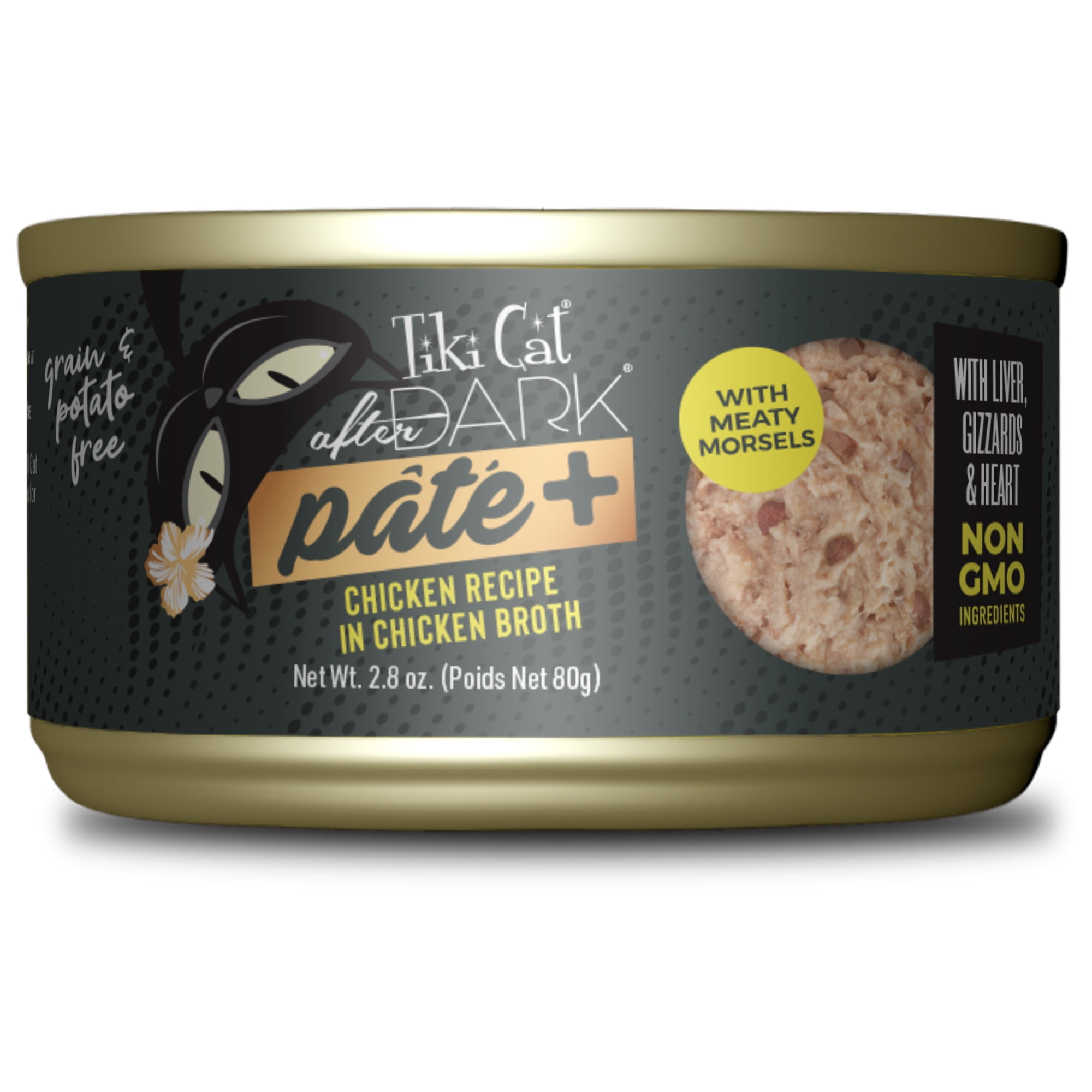 (12 pack) Tiki Cat After Dark Pate+ Wet Cat Food, Chicken, 2.8 oz. Can