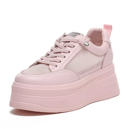 

NAYUKA 8cm Genuine Leather Women Casual Shoes Chunky Sneakers Platform Wedge Hidden Heel Women Leisure Shoes Summer Sneaker Women