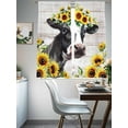 thumbnail image 5 of Farm Cow Sunflower Watercolor Chiffon Sheer Curtains 72 Inches Long, Farmhouse Wood Board 2 Rod Pocket Window Treatment Voile Drapes Curtains for Living Room Bedroom,2 Panels, 52x72In, 5 of 9