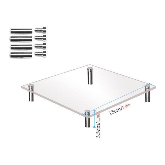 Transparent Acrylic Cake Display Stand - Square Cupcake Tower with Metal Frame - Wedding, Birthday, Party Dessert Rack - 1-Tier Shelving Unit