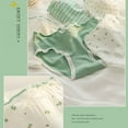 thumbnail image 6 of Aellinatey 5pcs Cotton Middle Waist Women's Green Floral Lace Trim Bows Underwear Panties, 6 of 20