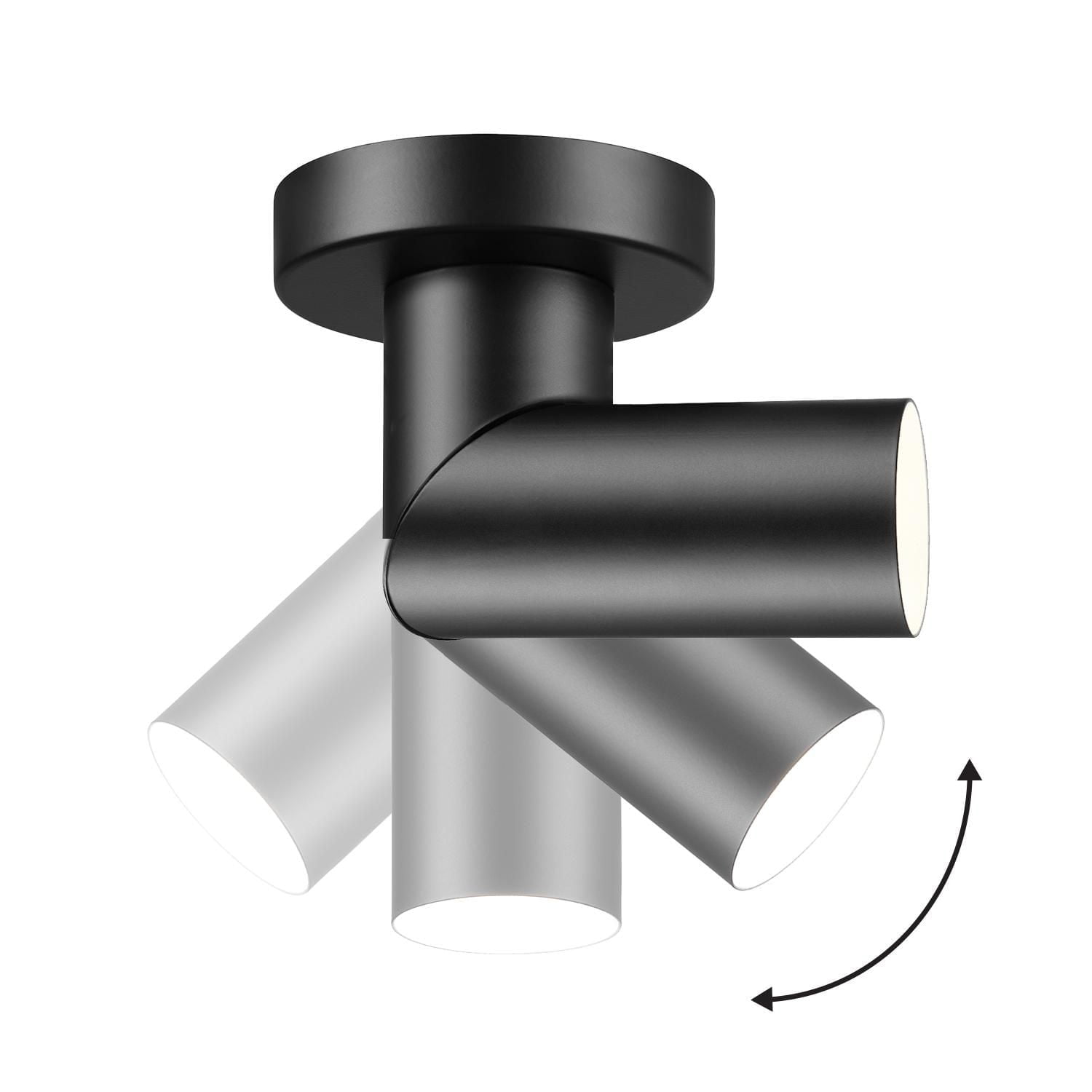 4.5" Matte Black Convertible Wall or Ceiling Mount LED Integrated Track Lighting Spotlight with Pivoting Track Head