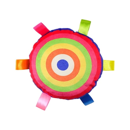 Rainbow Round Squeaky Dog Toy - Soft Fabric Interactive Training Toy with Colorful Tabs for Small Medium Dogs Play Fetch Chew - Pet Supplies for Indoor Outdoor Fun