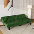 thumbnail image 3 of UHOMEPRO Velvet Sofa Bed, Convertible to 66" Sofa Bed, Couch with Adjustable Gears Backrest, Sleeper Sofa for Living Rooms Apartment and Bedroom, Green, 3 of 10