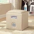 thumbnail image 2 of Furniture of America Contemporary Fabric Neko Speaker Ottoman, Ivory, 2 of 6