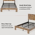 thumbnail image 4 of Queen Size Farmhouse Wooden Bed Frame with Headboard, Boho Platform Bedframe Sturdy Metal Slats Support, No Spring Mattress, Noisy Free, Easy Assembly (Queen, Brown), 4 of 11