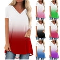 thumbnail image 1 of Hot6sl Économies d'Été Liquidation Blouses & Chemises à Manches Courtes Col en V, Mode Décontractée Imprimée devant Court et Dos Long Raglan Manches Courtes Col en V, Blouse en Polyester pour Femmes Rose, m, 1 of 6