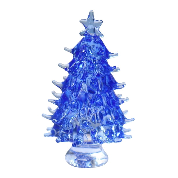 Figura de árbol de Navidad de cristal pequeña, regalo, artesanía decorativa, adorno decorativo Azul
