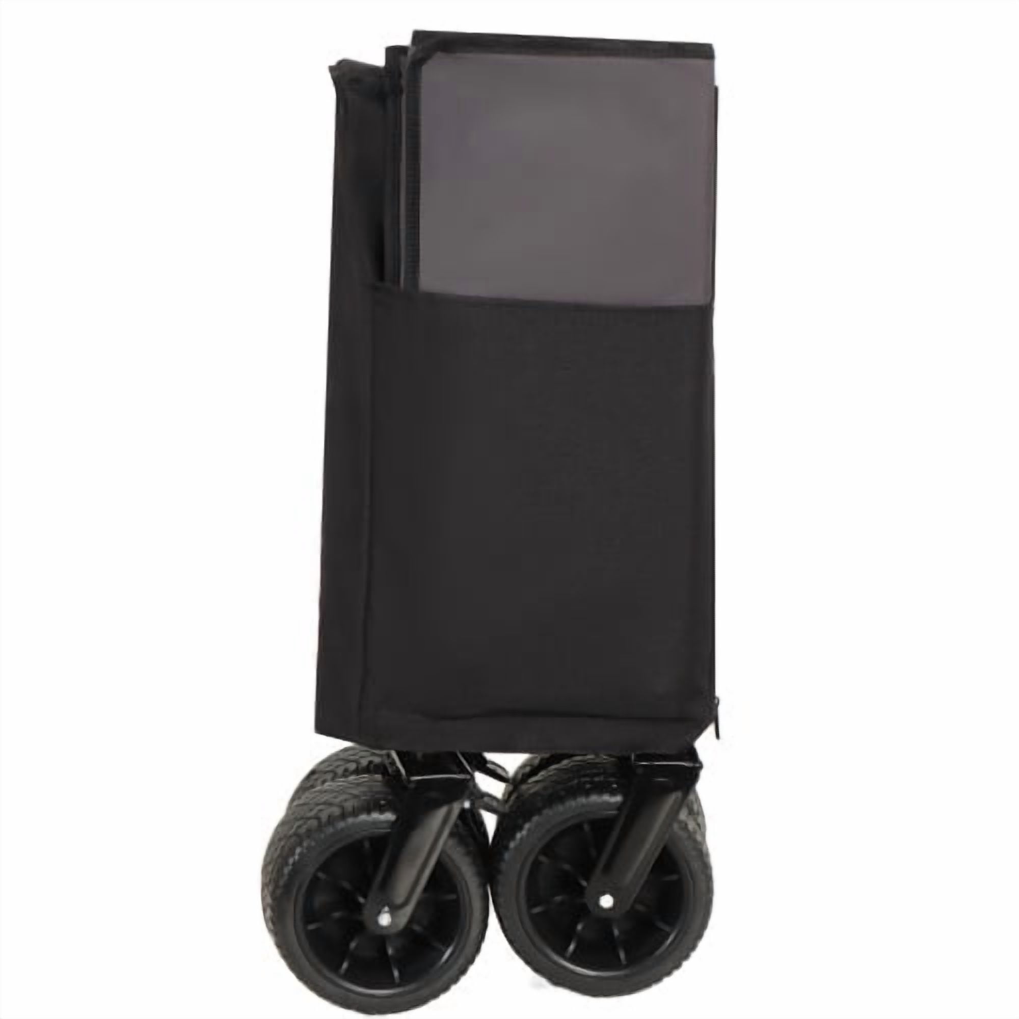 Multi-Functional Push-Pull Folding Wagon Cart with Rotating Handle & 360° All-Terrain Wheels – Heavy-Duty, Adjustable Design, Large Capacity for Transport, Groceries, and Outdoor Use, Khaki- Gray