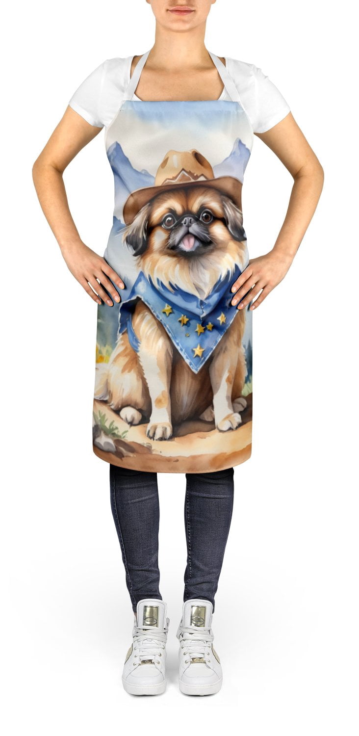 Pekingese Cowboy Welcome Apron 27 in x 30 in