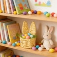 thumbnail image 5 of Hand Woven Rabbit Ear Mini Storage Basket, Easter Basket, Multicolor Creative Desktop Organizer, Cute Easter Egg Basket for Candy Gifts Stationery and Home Table Decor, 2.9*5.3in, Yellow, 5 of 6