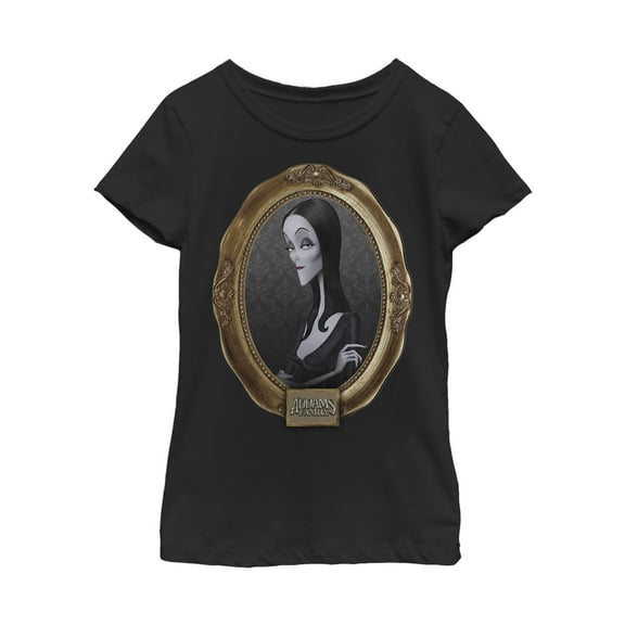 Girl's Addams Family Morticia Classic Frame  Graphic Tee Black Medium