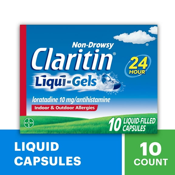 Claritin Liqui-Gels 24 Hour Non-Drowsy Allergy Medicine, Loratadine Antihistamine Capsules, 10 Ct